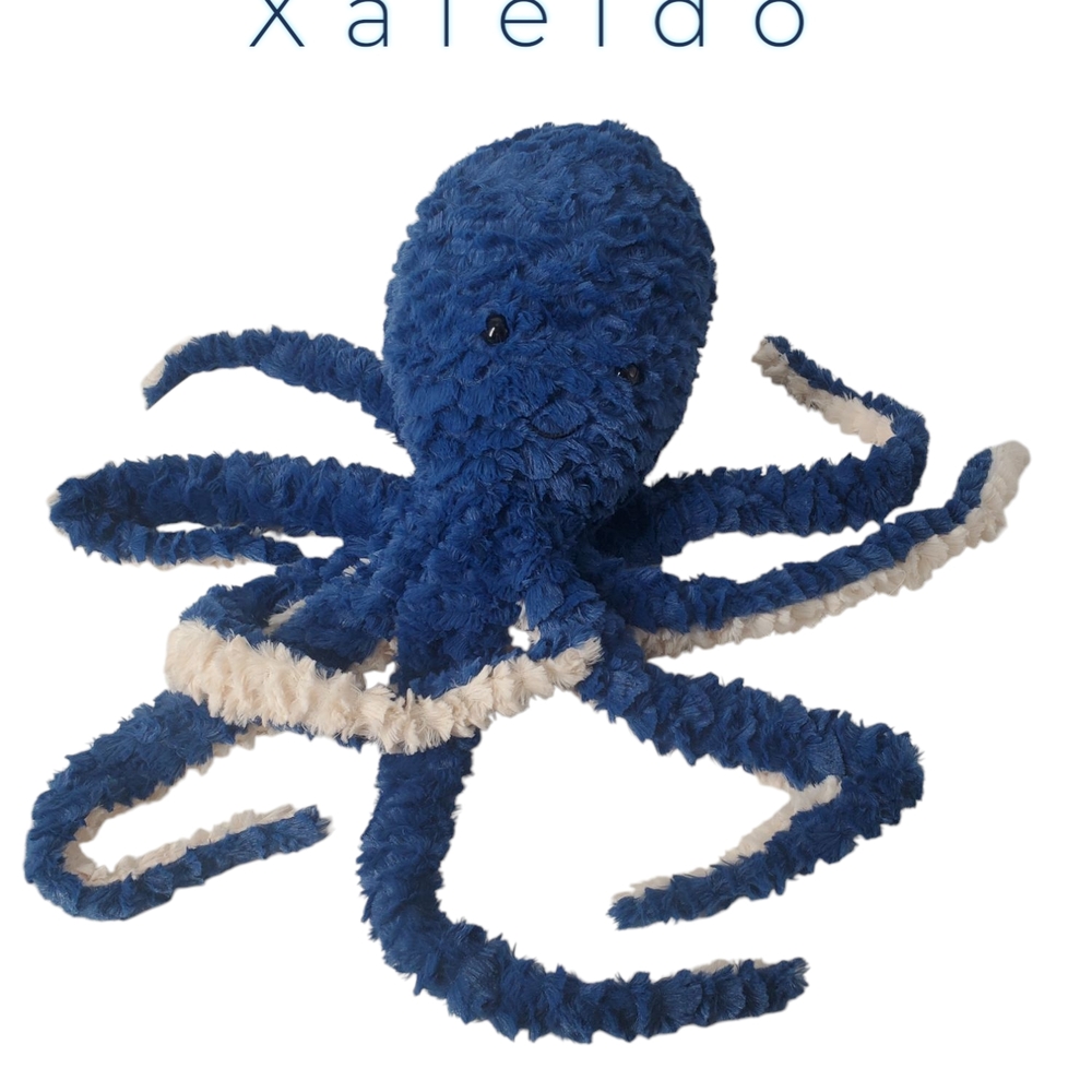 Blue and White Plush Octopus